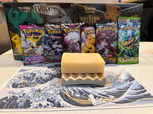 Bay Rum Cold Press Soap Bar W/ choice of a Pokemon Booster Pack