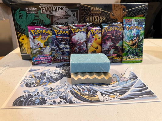 Cool Spring Scrub Soap Bar W/ choice of a Pokemon Booster Pack