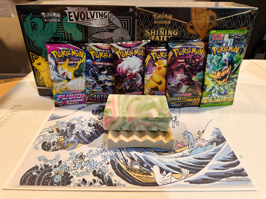 Cotton Fields Scrub Cold Process Soap Bars W/choice of a Pokemon Booster Pack